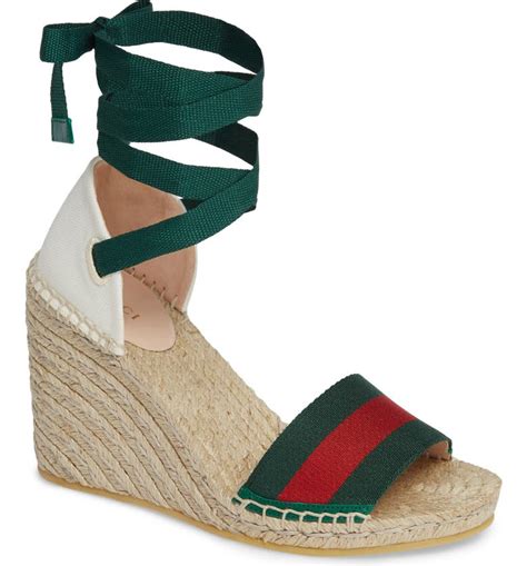 gucci wedges green|Gucci espadrille wedges.